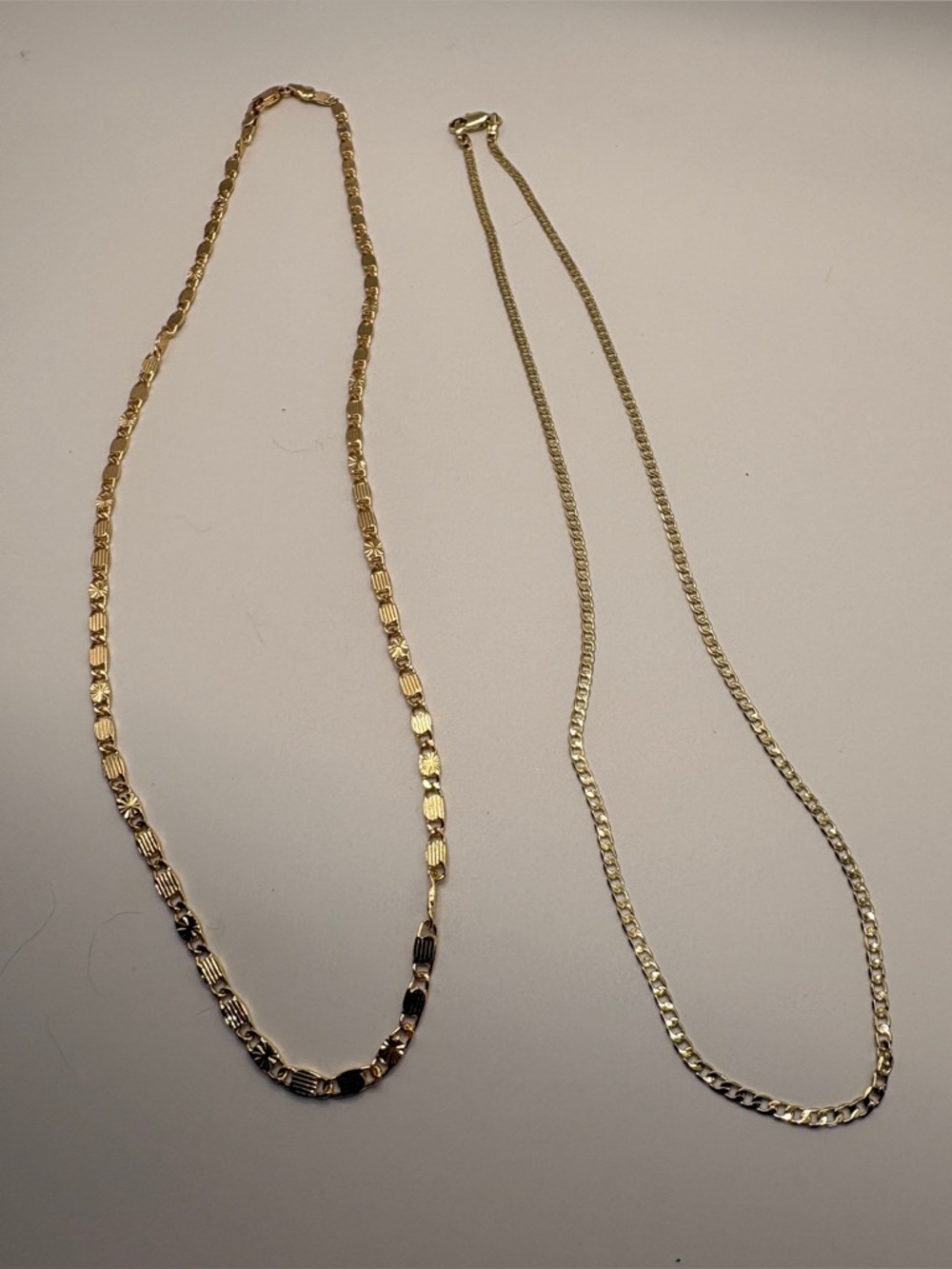 Lot of 2 14k Gold Plated Cuban and Valentino Necklace Chains New See Description